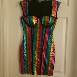 Fashion Nova Rainbow Snakeskin Pride Bra Cup Dress